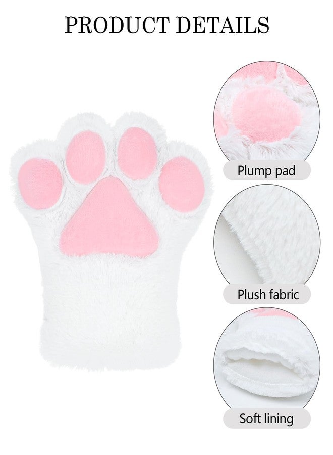 BNLIDES Cosplay Animal Fluffy Cat Fursuit Paws Claws Gloves Costume Accessories for Adults (White) - Image 2